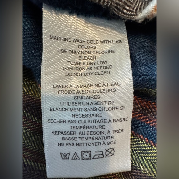 BDG Plaid Flannel Button Up Shirt Oversized Blue Yellow Green‎ Women's M - Picture 8 of 9